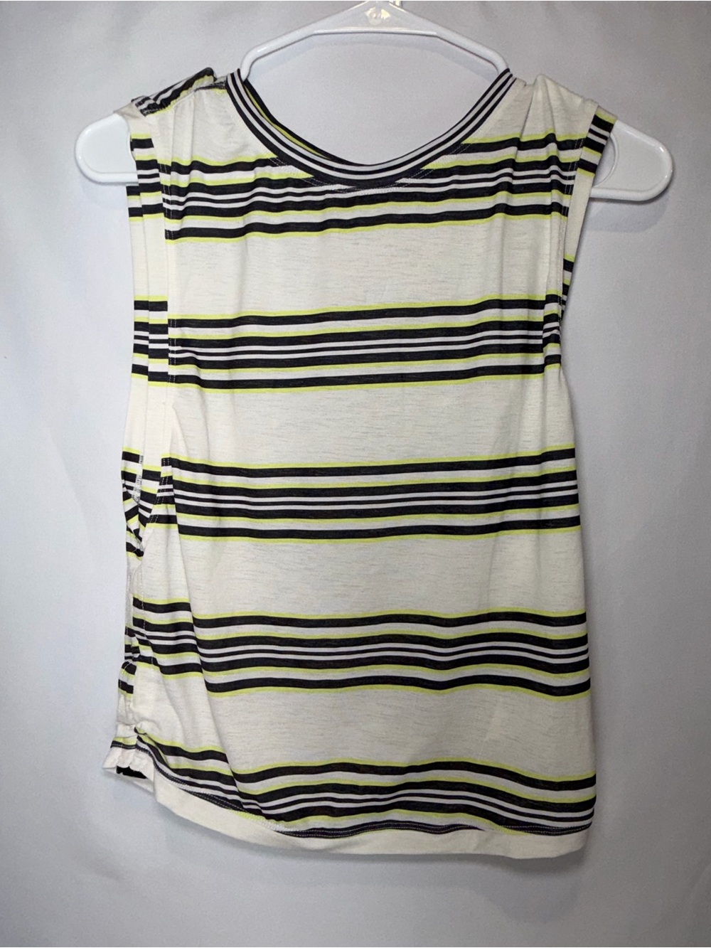 Free People White Tank Top with Black and Yellow Stripes